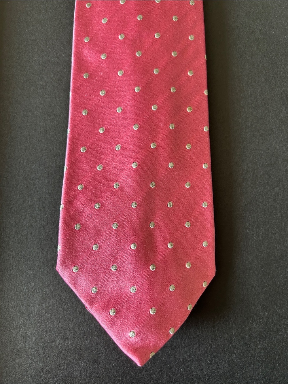 Ralph Lauren Purple Label Pink Silk Tie with Silver Polka Dots